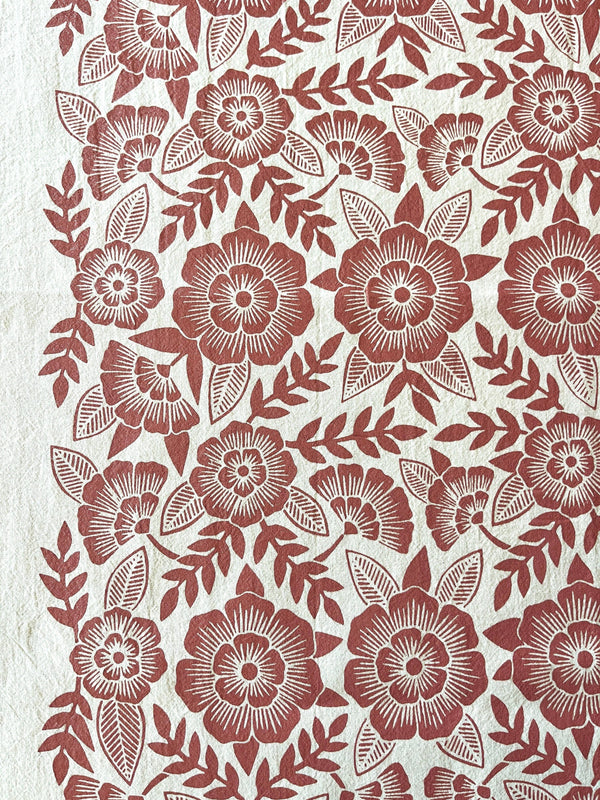 Red Clay Floral Tea Towel