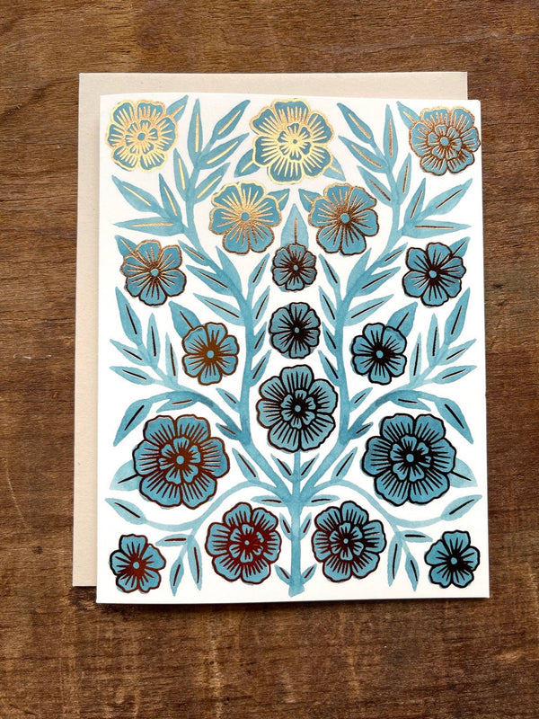Copper Stamped Flower Cards, set of 6