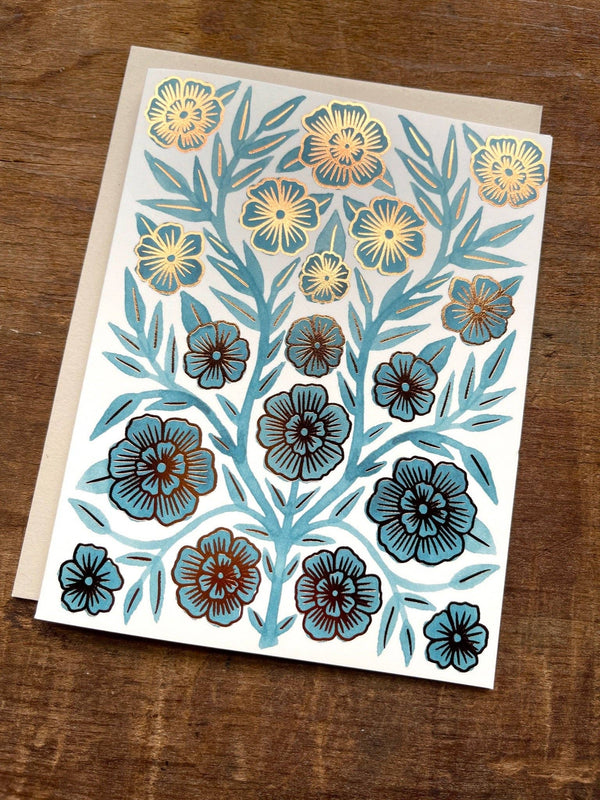 Copper Stamped Flower Cards, set of 6