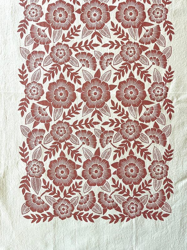 Red Clay Floral Tea Towel