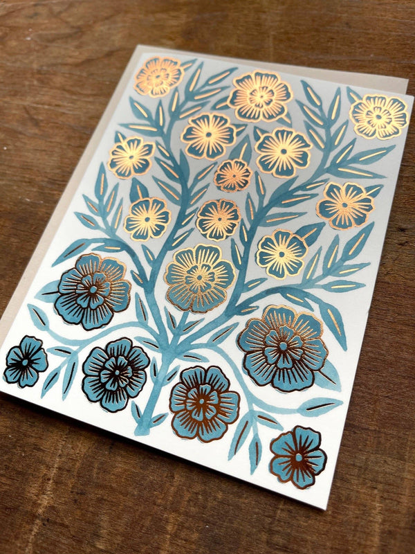 Copper Stamped Flower Cards, set of 6