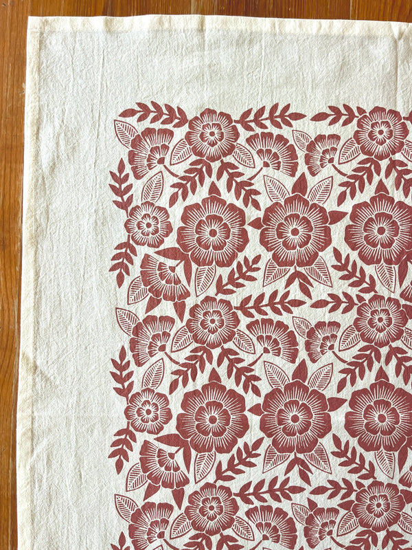 Red Clay Floral Tea Towel