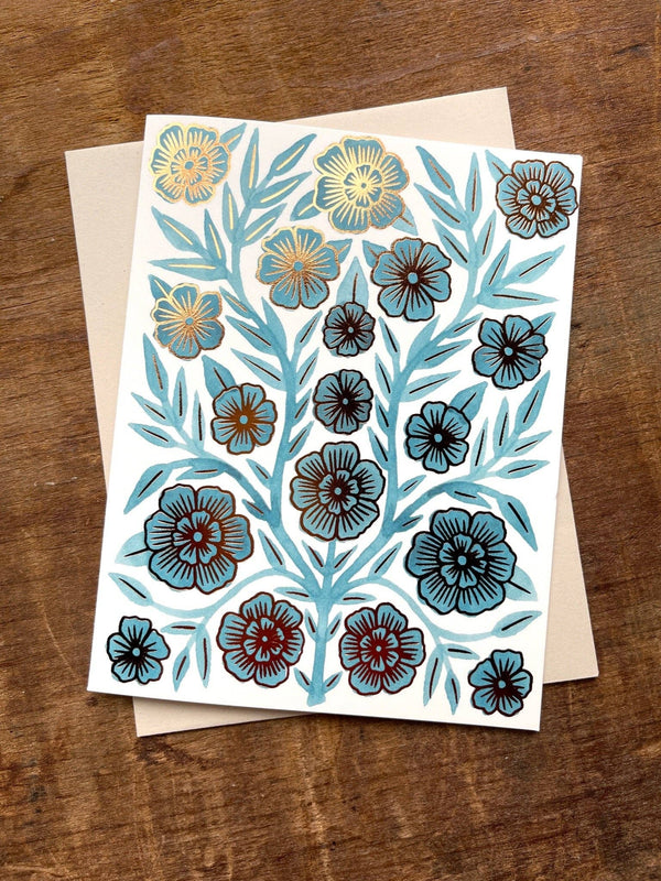 Copper Stamped Flower Cards, set of 6