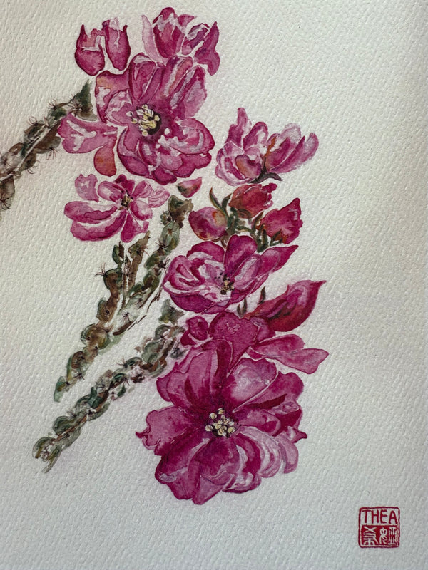 Blooming Cholla Cactus Card