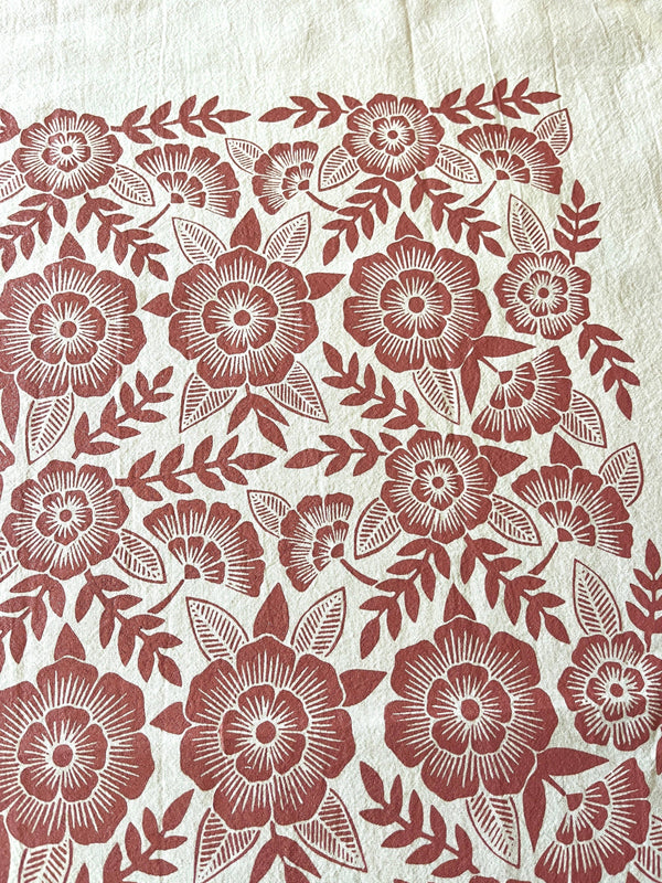 Red Clay Floral Tea Towel